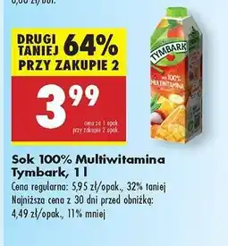 Biedronka Sok 100% Multiwitamina Tymbark, 1 l oferta