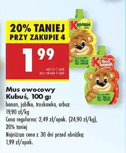 Biedronka Mus owocowy Kubuś, 100 g oferta