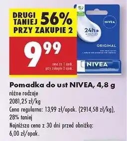 Biedronka Pomadka do ust NIVEA, 4,8 g oferta