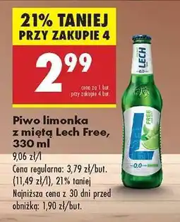 Biedronka Piwo limonka z miętą Lech Free, 330 ml oferta