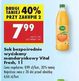Biedronka Sok bezpośrednio wyciskany mandarynkowy Vital Fresh, 1 l oferta