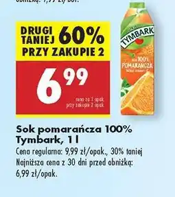 Biedronka Sok pomarańcza 100% Tymbark, 1 l oferta