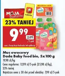 Biedronka Mus owocowy Dada Baby food bio , 5x 100 g oferta