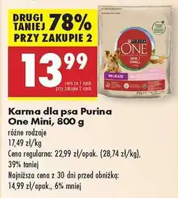 Biedronka Karma dla psa Purina One Mini 800 g oferta
