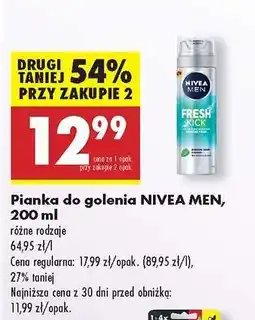 Biedronka Pianka do golenia NIVEA MEN, 200 ml oferta