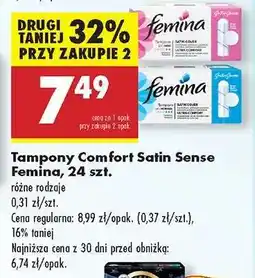 Biedronka Tampony Comfort Satin Sense Femina, 24 szt oferta