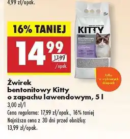 Biedronka Żwirek bentonitowy Kitty o zapachu lawendowym, 5 l oferta