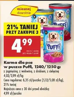 Biedronka Karma dla psa w puszce Puffi, 1240/1250 g oferta