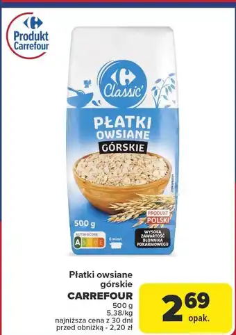 Carrefour Market Płatki owsiane górskie Carrefour oferta