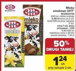 Carrefour Mleko smakowe UHT, różne rodzaje Mlekovita oferta