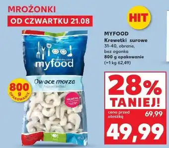 Kaufland Krewetki surowe 31,40, obrane, bez ogonka MyFood oferta
