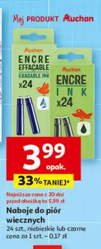 Auchan Naboje do piór wiecznych niebieskie Auchan Różnorodne (Logo Czerwone) oferta