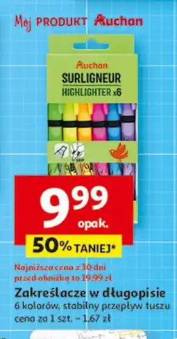 Auchan Zakreślacz mix kolorów Auchan oferta