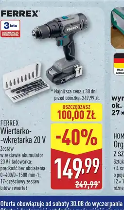 ALDI Wiertarko-wkrętarka Ferrex 20 V oferta