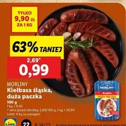 Lidl Kiełbasa śląska duża paczka MORLINY oferta