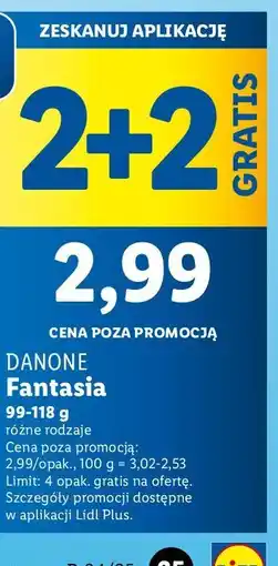 Lidl Jogurt Fantasia Danone różne rodzaje oferta
