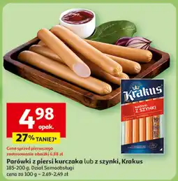 Auchan Parówki z kurczaka lub z szynki Krakus oferta