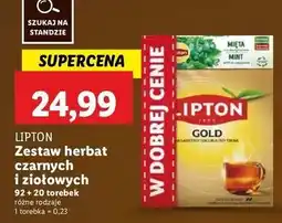 Lidl Zestaw herbat: gold 92 szt + herbata mięta z eukaliptusem 20 szt. Lipton Herbat oferta