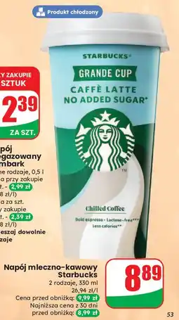 Dino Napój caffe latte bez cukru Starbucks oferta