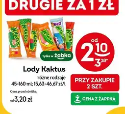 Żabka Lody Kaktus różne rodzaje oferta