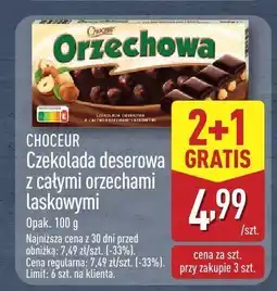 ALDI Czekolada deserowa z całymi orzechami laskowymi 2+1 GRATIS CHOCEUR oferta