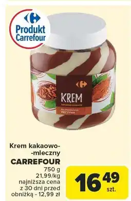 Carrefour Market Krem kakaowo-mleczny Carrefour oferta