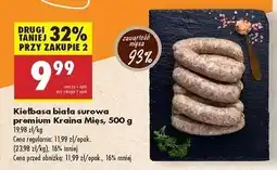 Biedronka Kiełbasa biała surowa premium Kraina Mięs oferta
