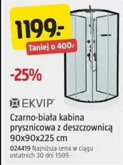 Jula Czarno-biała kabina prysznicowa z deszczownicą 90x90x225 cm oferta