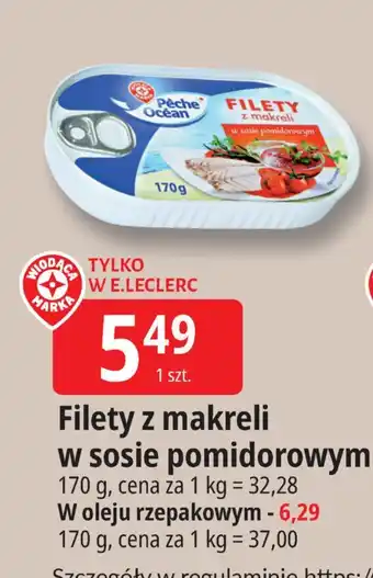 E.Leclerc Filety z makreli w sosie pomidorowym Peche Ocean oferta