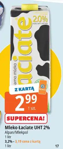 E.Leclerc Mleko łaciate UHT 2% Alpan/Mlekpol oferta