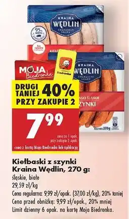 Biedronka Kiełbaski z szynki Kraina Wędlin, 270 g oferta