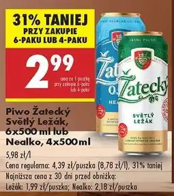 Biedronka Piwo Žatecký Světlý Ležák, 6x500 ml lub Nealko, 4x500 ml oferta