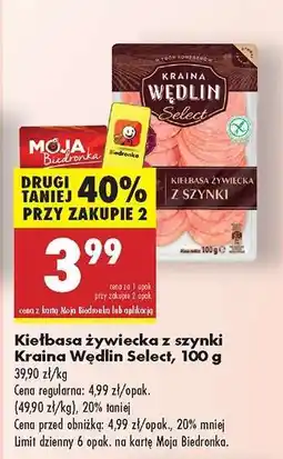 Biedronka Kiełbasa żywiecka z szynki Kraina Wędlin Select , 100 g oferta