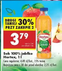 Biedronka Sok 100% jabłko Hortex, 1 l oferta