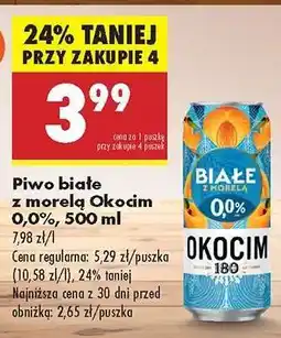 Biedronka Piwo białe z morelą Okocim 0,0%, 500 ml oferta