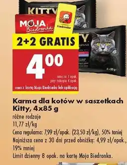 Biedronka Karma dla kotów w saszetkach Kitty, 4x85 g oferta