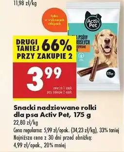 Biedronka Snacki nadziewane rolki dla psa Activ Pet, 175 g oferta