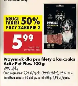 Biedronka Przysmak dla psa filety z kurczaka Activ Pet Plus 100 g oferta