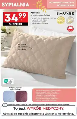 Biedronka Poduszka ortopedyczna relaxa 60 x 40 16 cm Smukee oferta