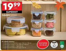 Biedronka Pojemniki szklane na żywność kwadratowe 160 ml Smukee oferta