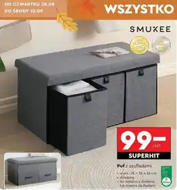 Biedronka Puf składany duży 78 x 38 cm szary Smukee Home oferta