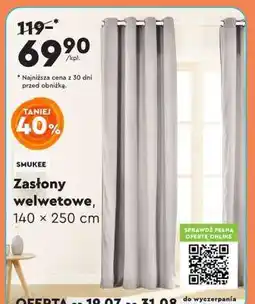 Biedronka Zasłony welwetowe, 140 x 250 cm oferta