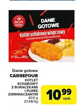 Carrefour Market Danie gotowe kotlet schabowy wieprzowy z buraczkami i puree ziemniaczanym Carrefour oferta