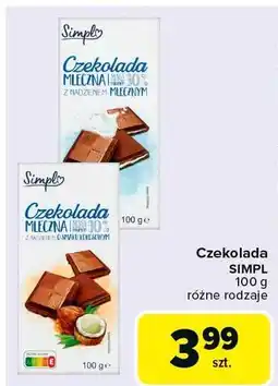 Carrefour Czekolada Simply różne rodzaje oferta
