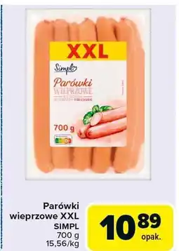 Carrefour Parówki wieprzowe XXL Simply oferta
