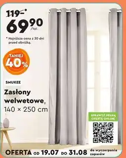 Biedronka Zasłona welurowa 140 x 250 cm Smukee oferta