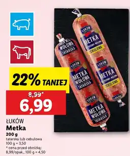 Lidl Kiełbasa Metka tatarska lub cebulowa Luków oferta
