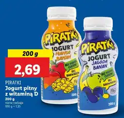 Lidl Jogurt Piratki pitny z witaminą D mango-banan lub jagoda-banan oferta