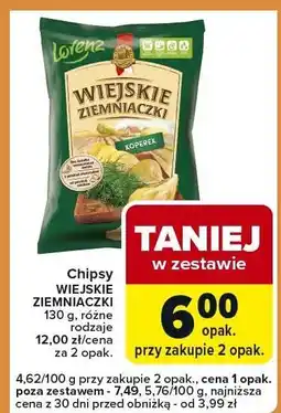 Carrefour Express Chipsy Wiejskie Ziemniaczki różne rodzaje Lorenz oferta