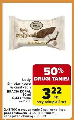 Carrefour Express Lody śmietankowe w ciastkach Bracia Koral oferta